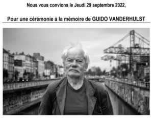 Invitation à l’événement d’hommage à Guido Vanderhulst – le 29/09 prochain